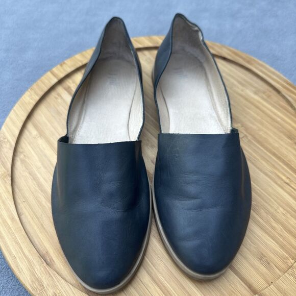 J. Jill Leather D'Orsay Ballet Flats Womens Size 8 Black Office Almond Toe - Picture 1 of 7